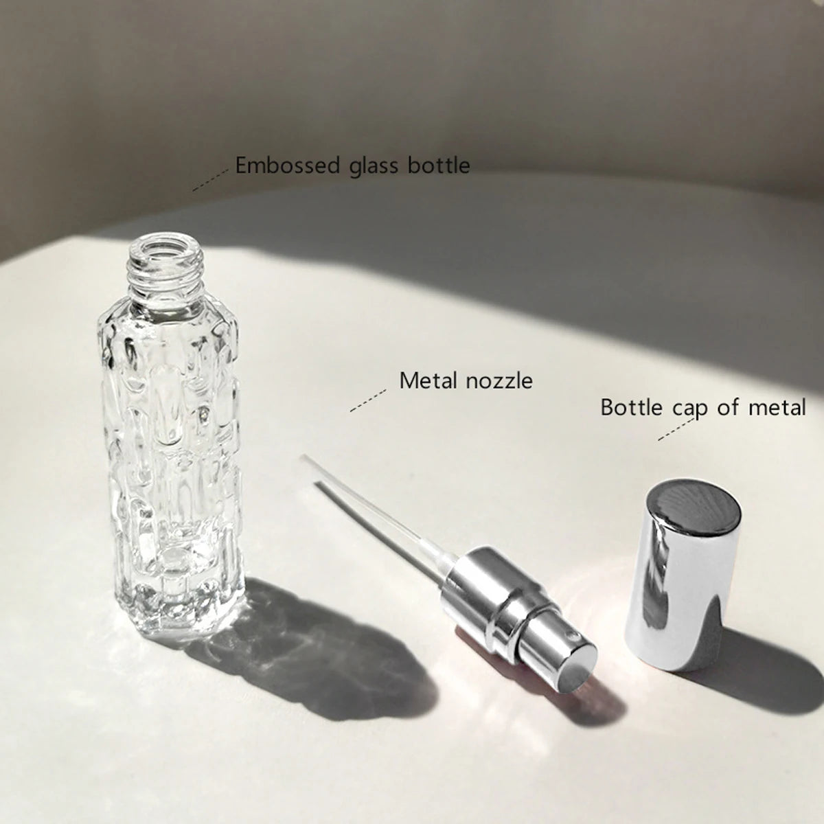 LuxeMist Mini Perfume Spray – 10ml Refillable Glass Bottle with Aluminium Atomiser Cap