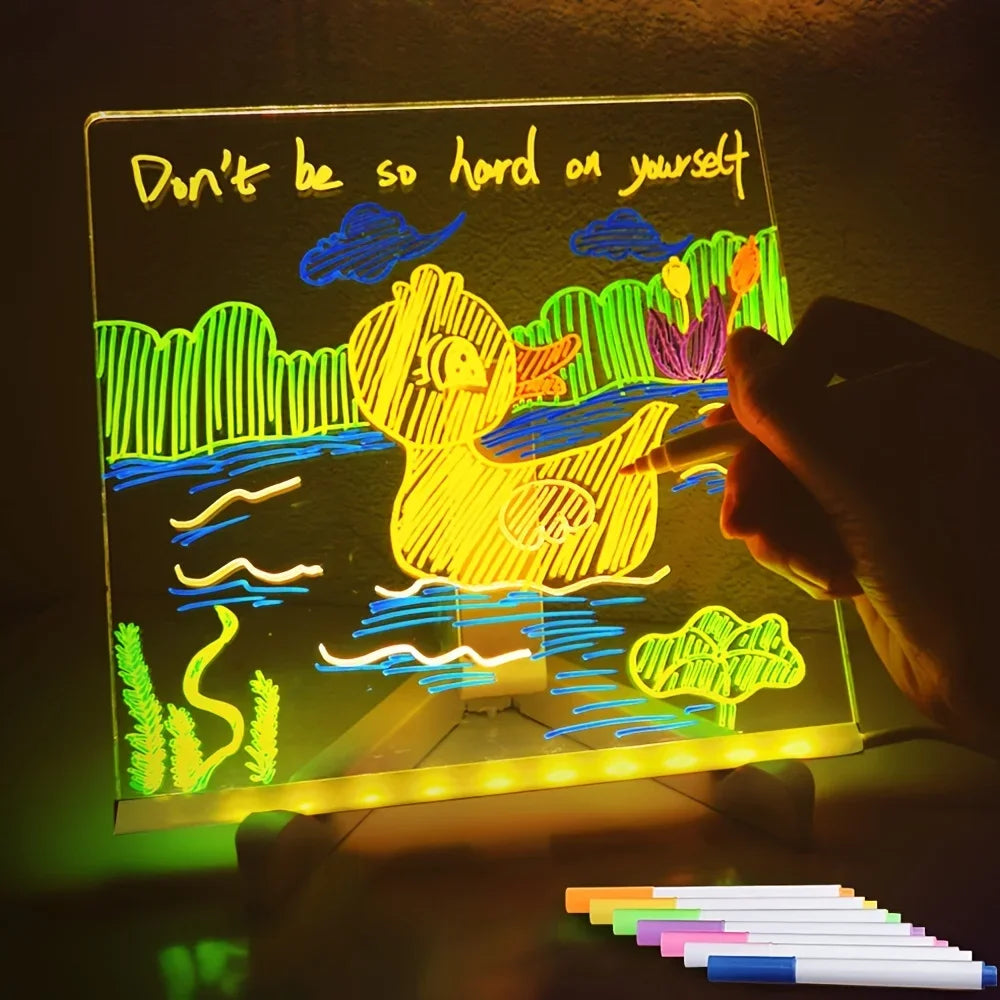 GlowScribe LED Message Board – Colourful Night Light Writing & Drawing Pad for Kids