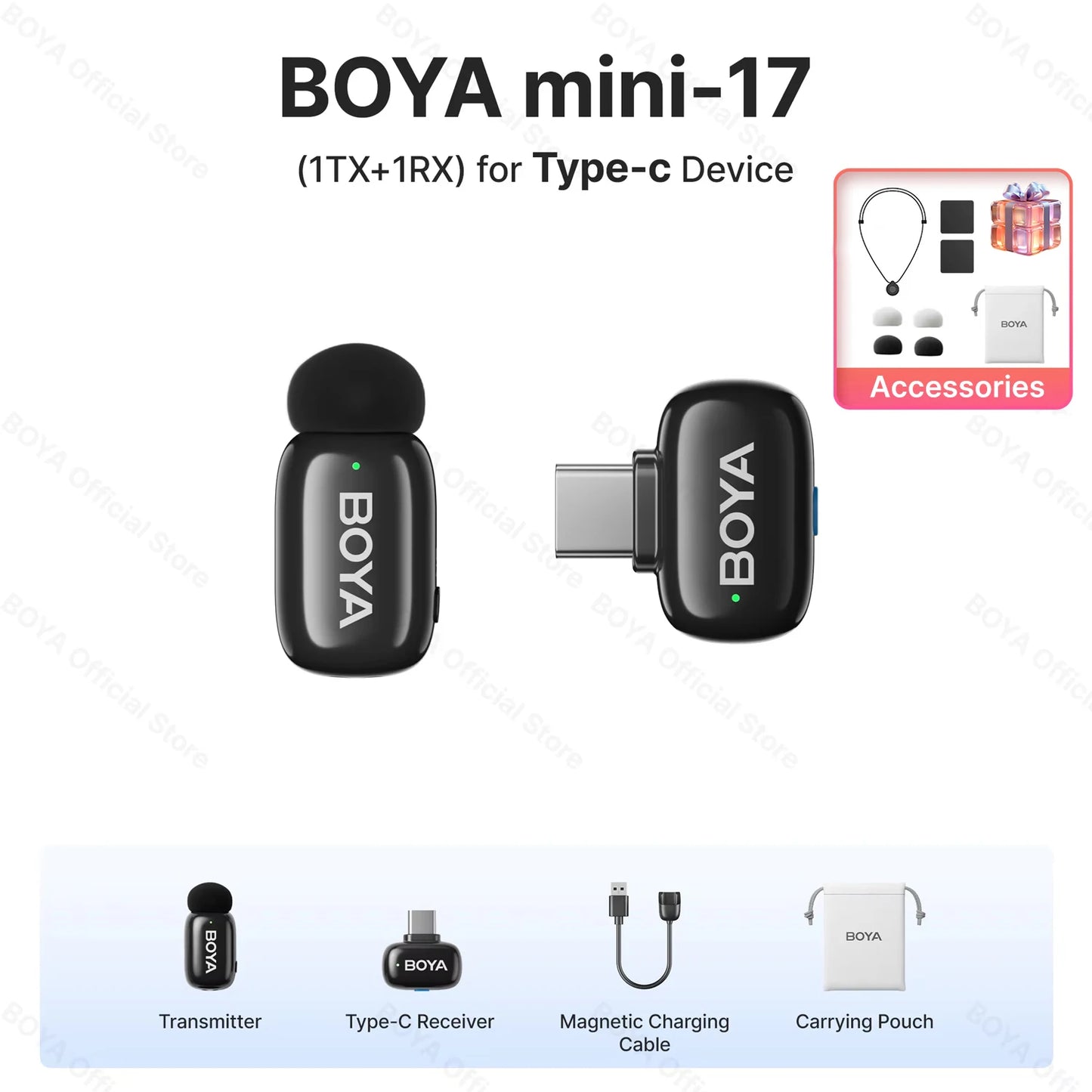 Microfone de lapela sem fio BOYA Mini para iOS e Android