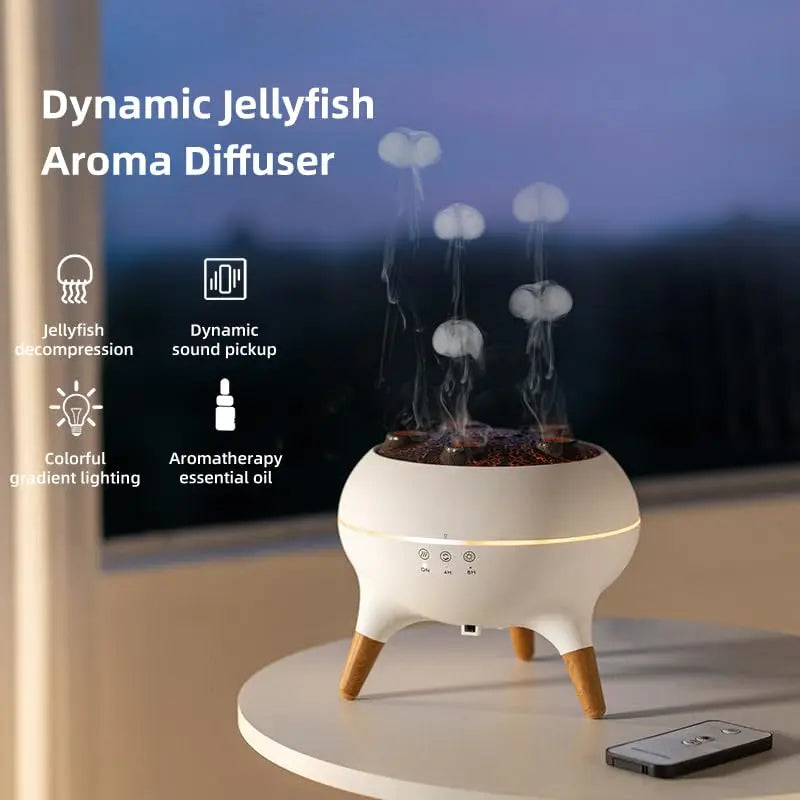 AquaLume Jellyfish Humidifier – 250ML Essential Oil Diffuser with Remote & 7-Colour LED Night Light