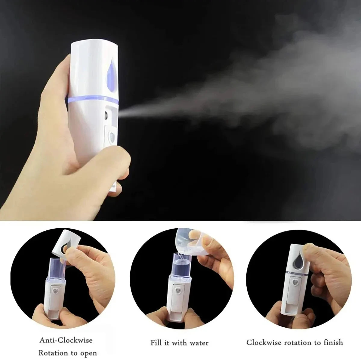 GlowMist Mini Facial Sprayer – 20ML USB Rechargeable Nano Steamer for Instant Skin Hydration