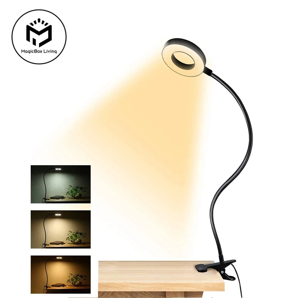 LumaFlex Clip-On Desk Lamp – 48 LED Eye-Caring Light with 360° Flexible Gooseneck & USB Power