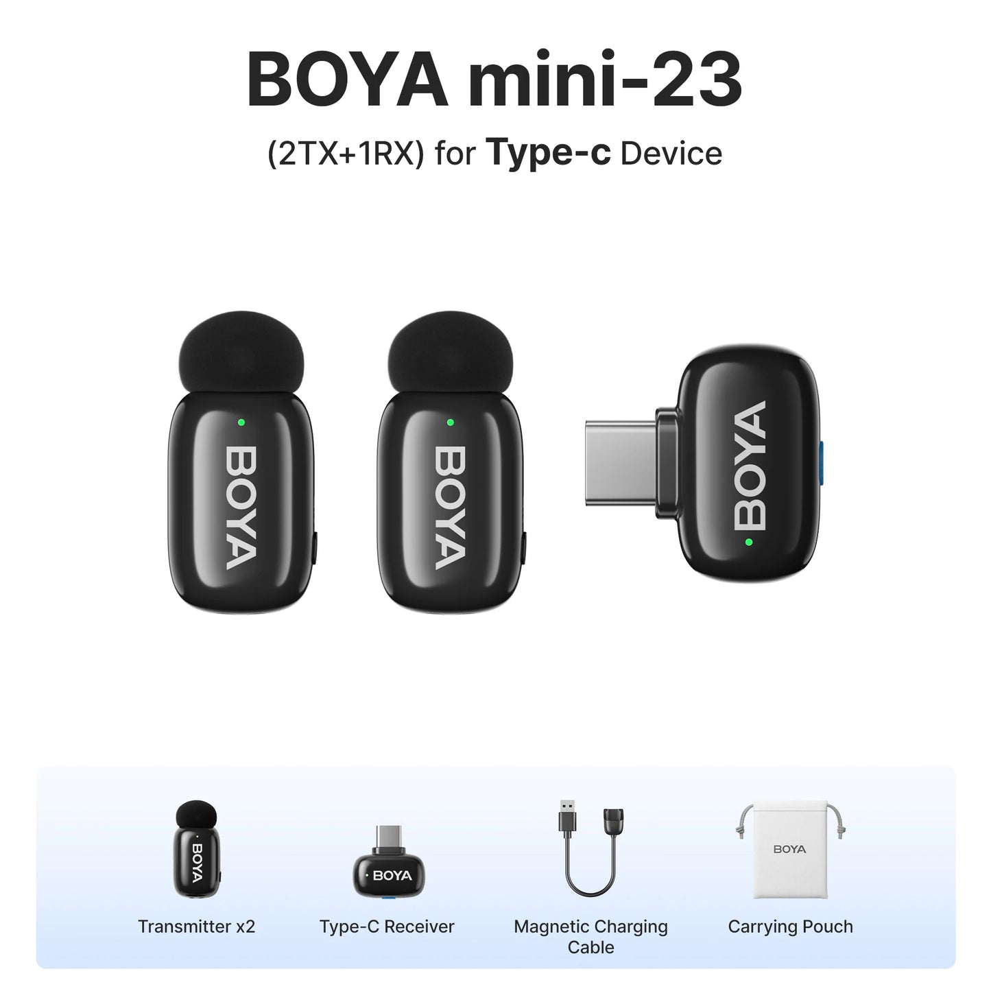 Microfone de lapela sem fio BOYA Mini para iOS e Android