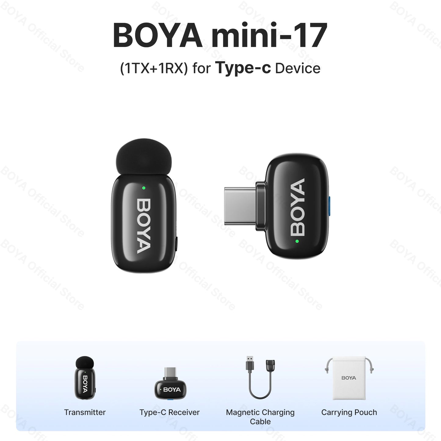 Microfone de lapela sem fio BOYA Mini para iOS e Android