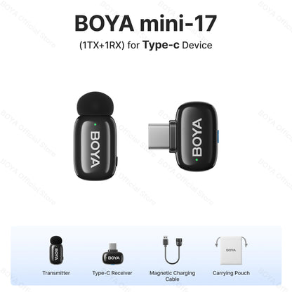 Microfone de lapela sem fio BOYA Mini para iOS e Android