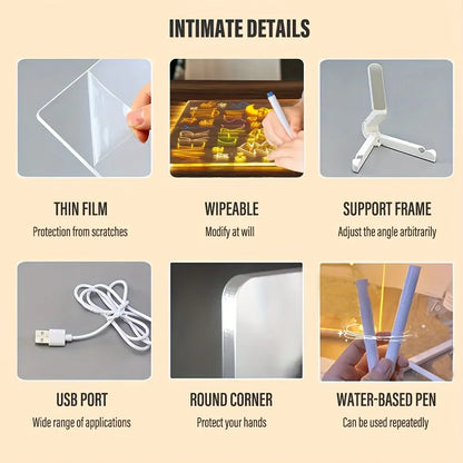 GlowScribe LED Message Board – Colourful Night Light Writing & Drawing Pad for Kids