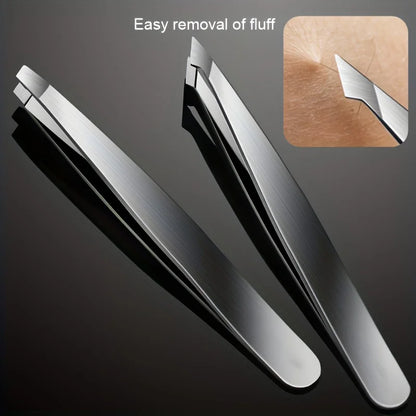 BrowLuxe Precision Tweezers Set – 4Pcs Stainless Steel Beauty Tools for Perfect Eyebrow Shaping
