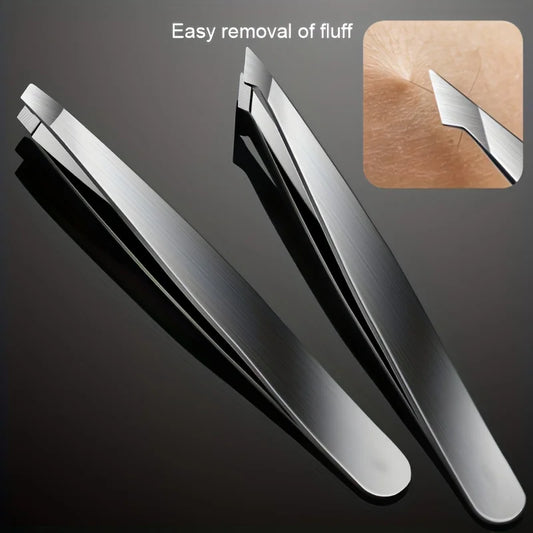 BrowLuxe Precision Tweezers Set – 4Pcs Stainless Steel Beauty Tools for Perfect Eyebrow Shaping