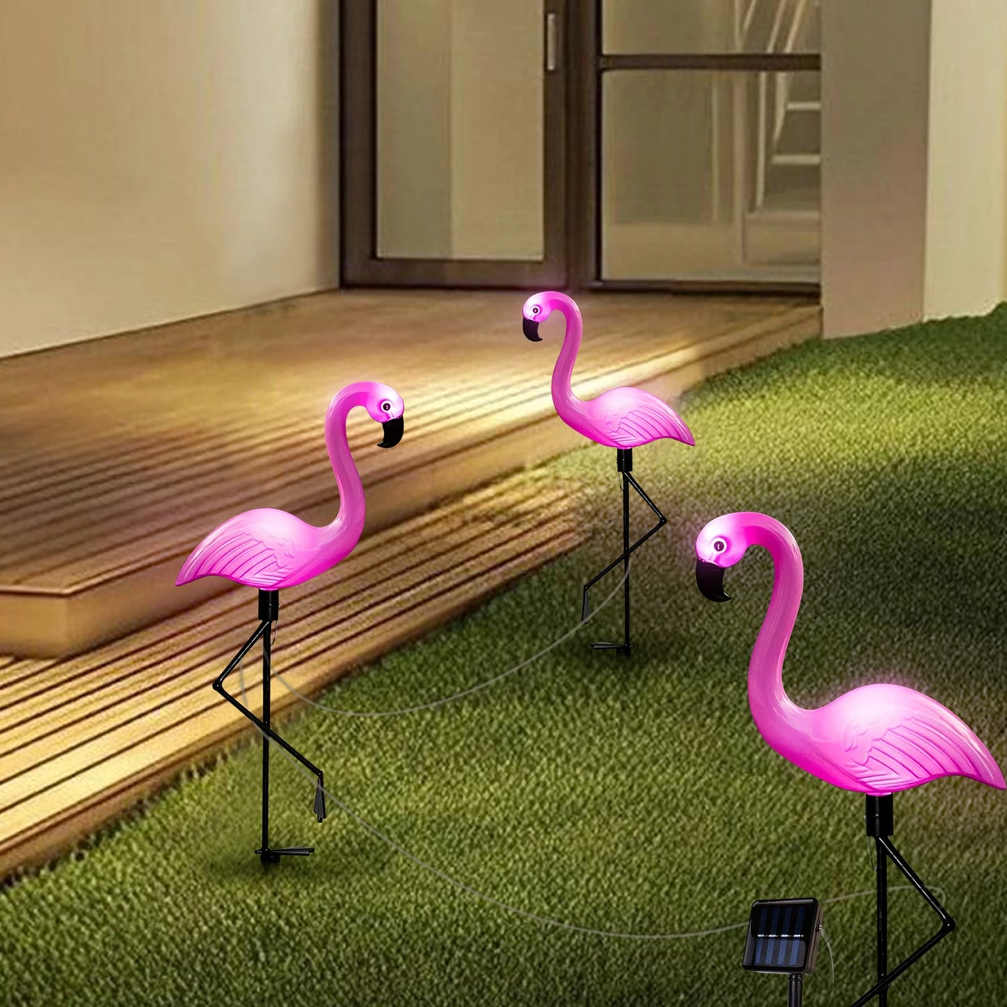 Luzes solares de jardim em forma de flamingo – Decoração festiva para áreas externas (1 unidade/3 unidades)