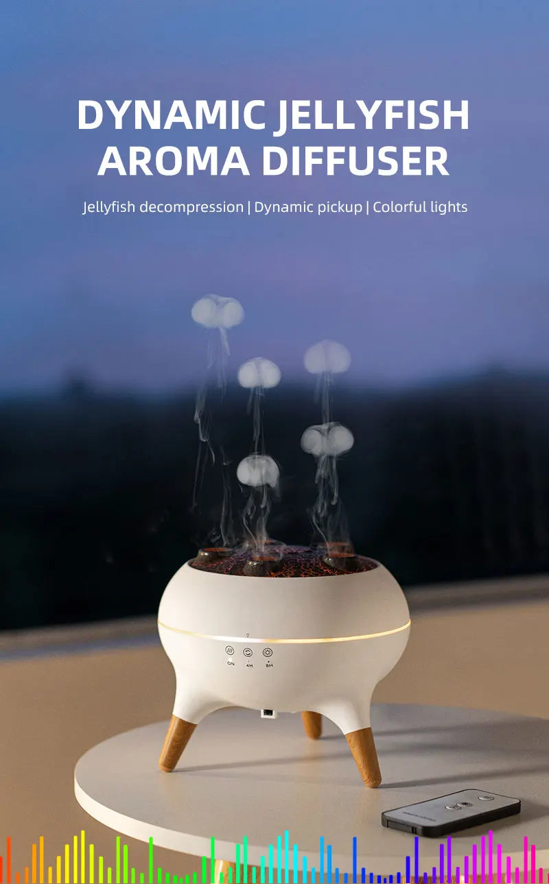 AquaLume Jellyfish Humidifier – 250ML Essential Oil Diffuser with Remote & 7-Colour LED Night Light