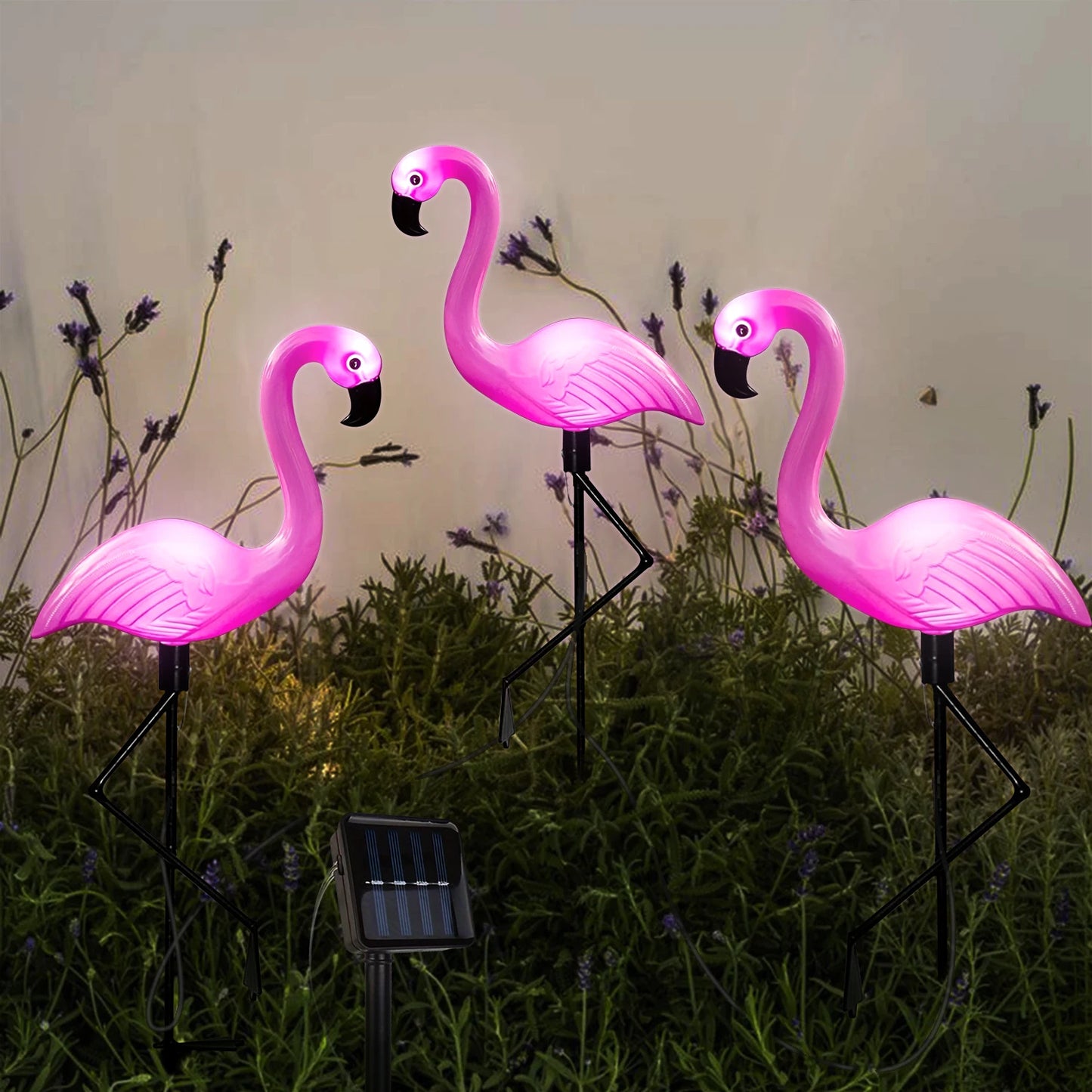 Luzes solares de jardim em forma de flamingo – Decoração festiva para áreas externas (1 unidade/3 unidades)
