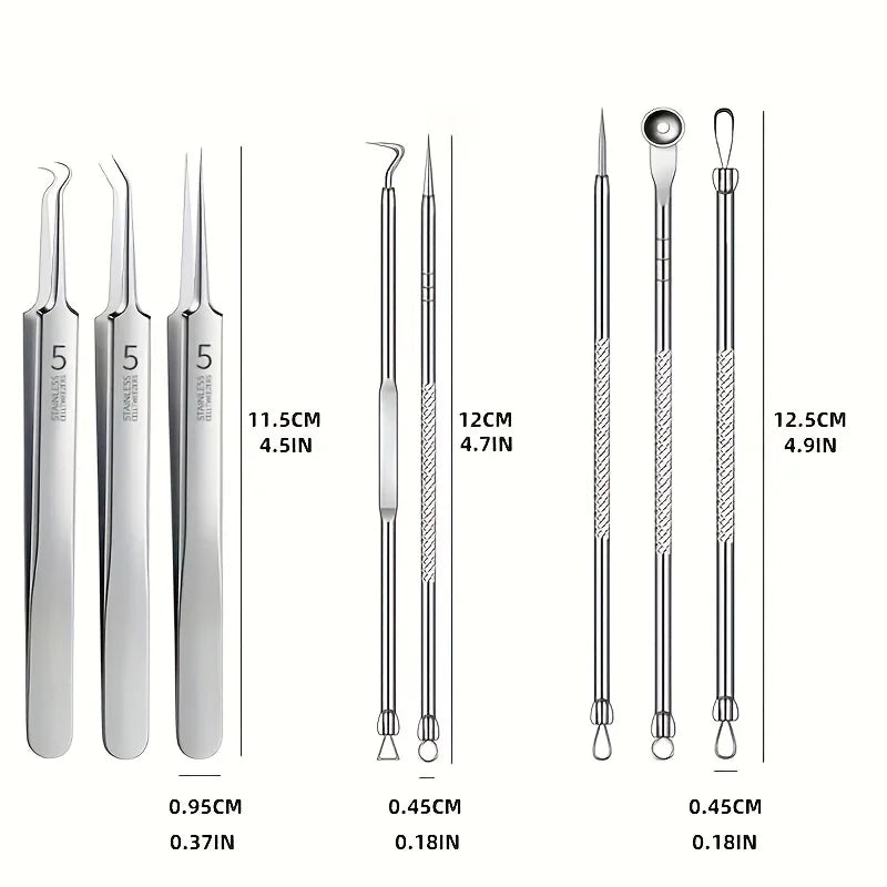 PureSkin Pro Blackhead Remover Kit – Stainless Steel Acne & Blemish Extraction Tools