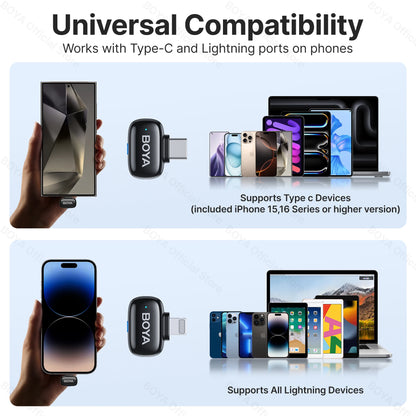 Microfone de lapela sem fio BOYA Mini para iOS e Android