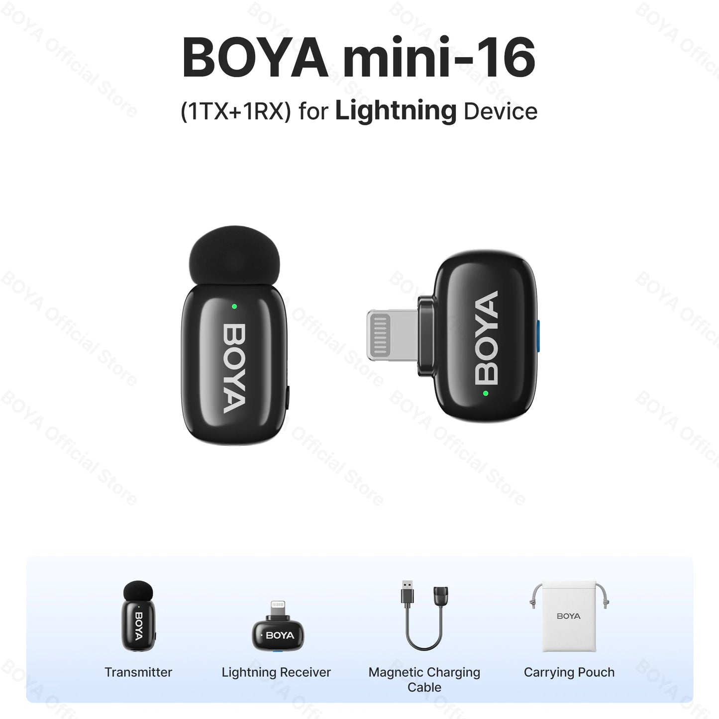 Microfone de lapela sem fio BOYA Mini para iOS e Android