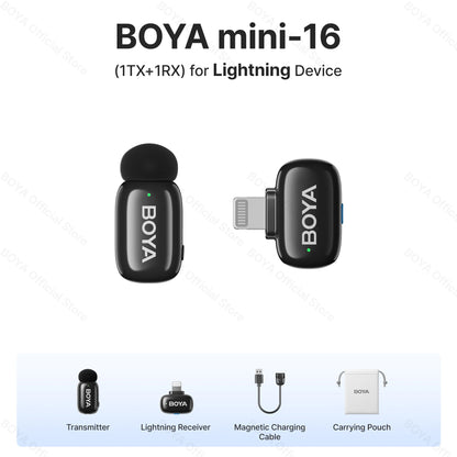 Microfone de lapela sem fio BOYA Mini para iOS e Android
