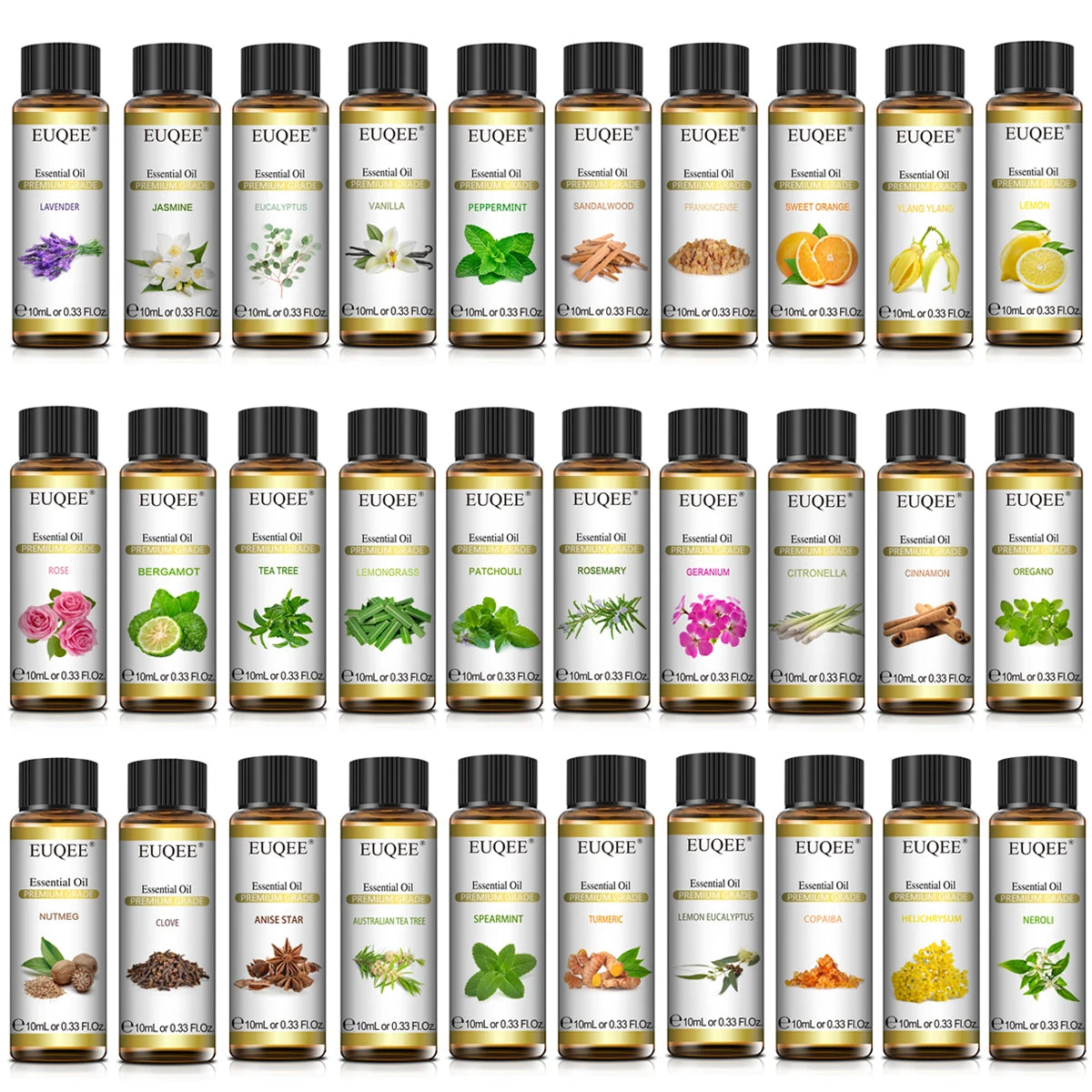 AromaBloom Essential Oil Collection – 10 ml Pure Natural Fragrances for Diffuser & Candle Use
