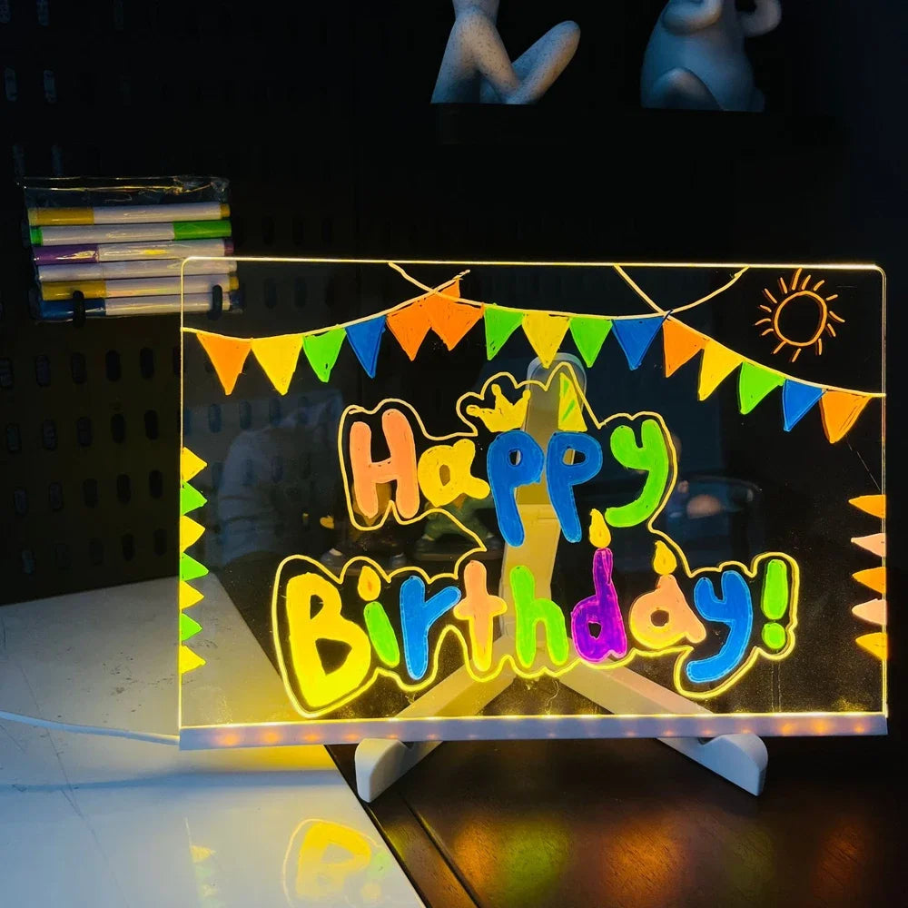 GlowScribe LED Message Board – Colourful Night Light Writing & Drawing Pad for Kids